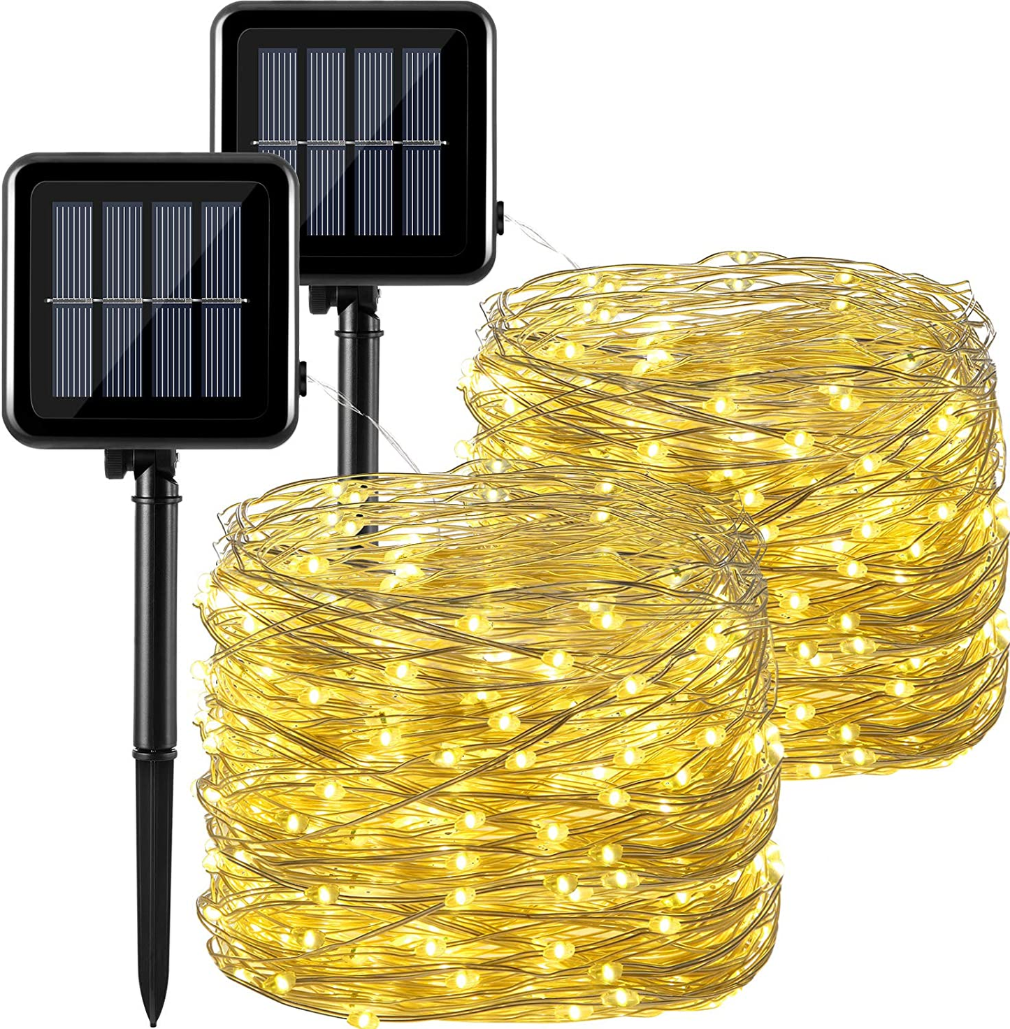 2 Pieces Solar String Lights 300 Leds 105 Ft Solar Fairy Lights 8 Modes Outdoor Waterproof 