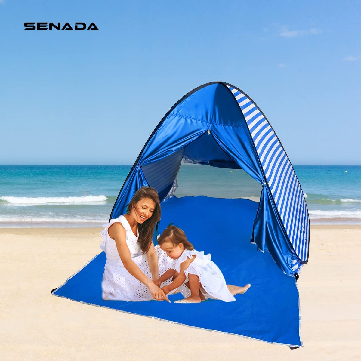 Pop up Shade Tent for Beach Sun Shelter Tents anti UV Instant Easy Outdoor 1-2 Person for Family Blue 59" X 64.8" X 43.3"/150*165*110Cm