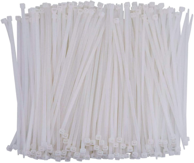 1000 Pcs Nylon Cable Zip Ties Self-Locking 6 Inch, 0.12" X 6" Standard Medium Length Industrial Grade Cable Ties (White)