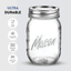 Regular-Mouth Glass Mason Jars, 16-Ounce (6-Pack) Glass Canning Jars with Silver Metal Airtight Lids and Bands with Measurement Marks, for Canning, Preserving, Meal Prep, Overnight Oats, Jam, Jelly,