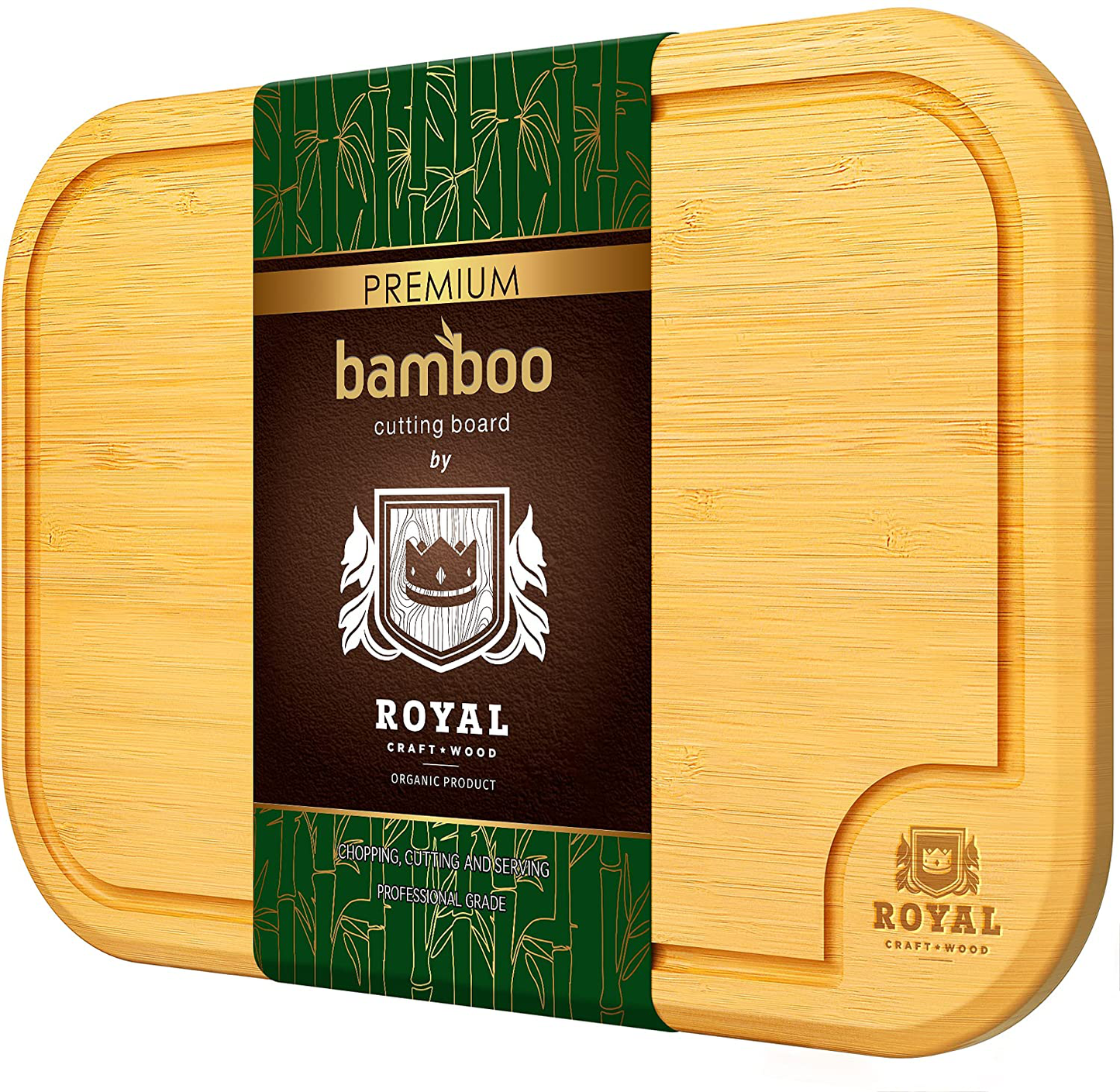 Extra Large Bamboo Cutting Board with Juice Groove - Kitchen Chopping Board for Meat (Butcher Block) Cheese and Vegetables (XL 18 x 12")