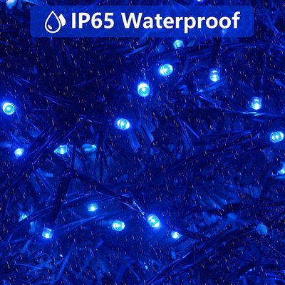 Blue Solar Halloween Lights Outdoor Halloween Decorations, 2-Pack Each 72ft 200 LED Solar String Lights, 8 Modes Solar Lights Outdoor Decorative for Tree Garden Patio Party (Blue)