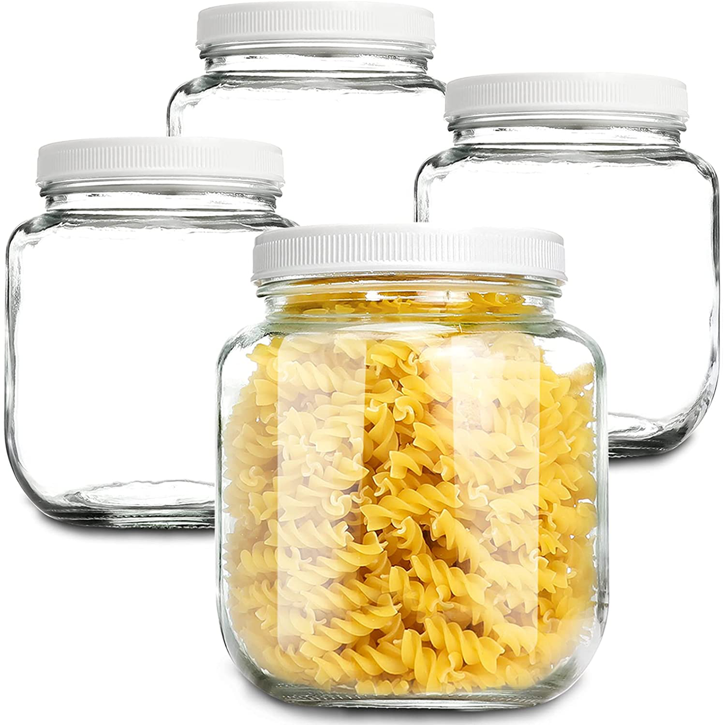 Wide Mouth Mason Jars 64 OZ [2 Pack] Half Gallon Mason Jars with Airtight Lid Microwave/Freeze/Dishwasher Safe Canning Jar, Large Clear Glass Mason Jars for Canning, Fermenting, Pickling, Storing, Dry Food Storage, Clear [ 2 Pack ]