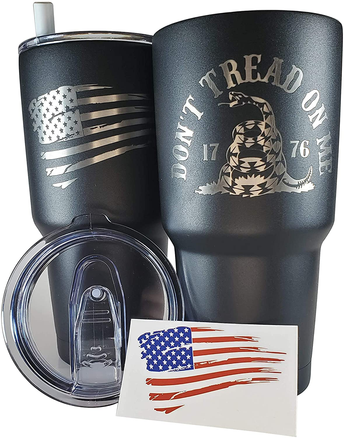 30Oz Army Veteran Tumbler - Double Insulated - with Silicone Straw and USA Sticker (Army Veteran)