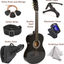 30" Wood Guitar with Case and Accessories for Kids/Girls/Boys/Beginners (Black)