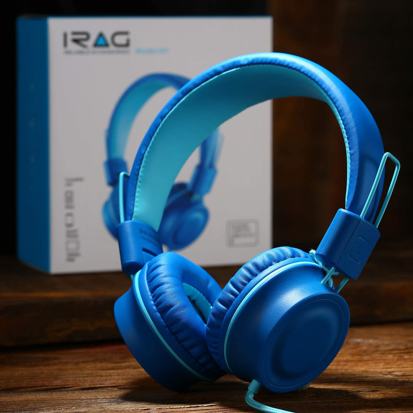 iRAG J01 Kids Headphones Foldable Stereo Tangle-Free 5ft Long Cord 3.5mm Jack Plug in Wired On-Ear Headset