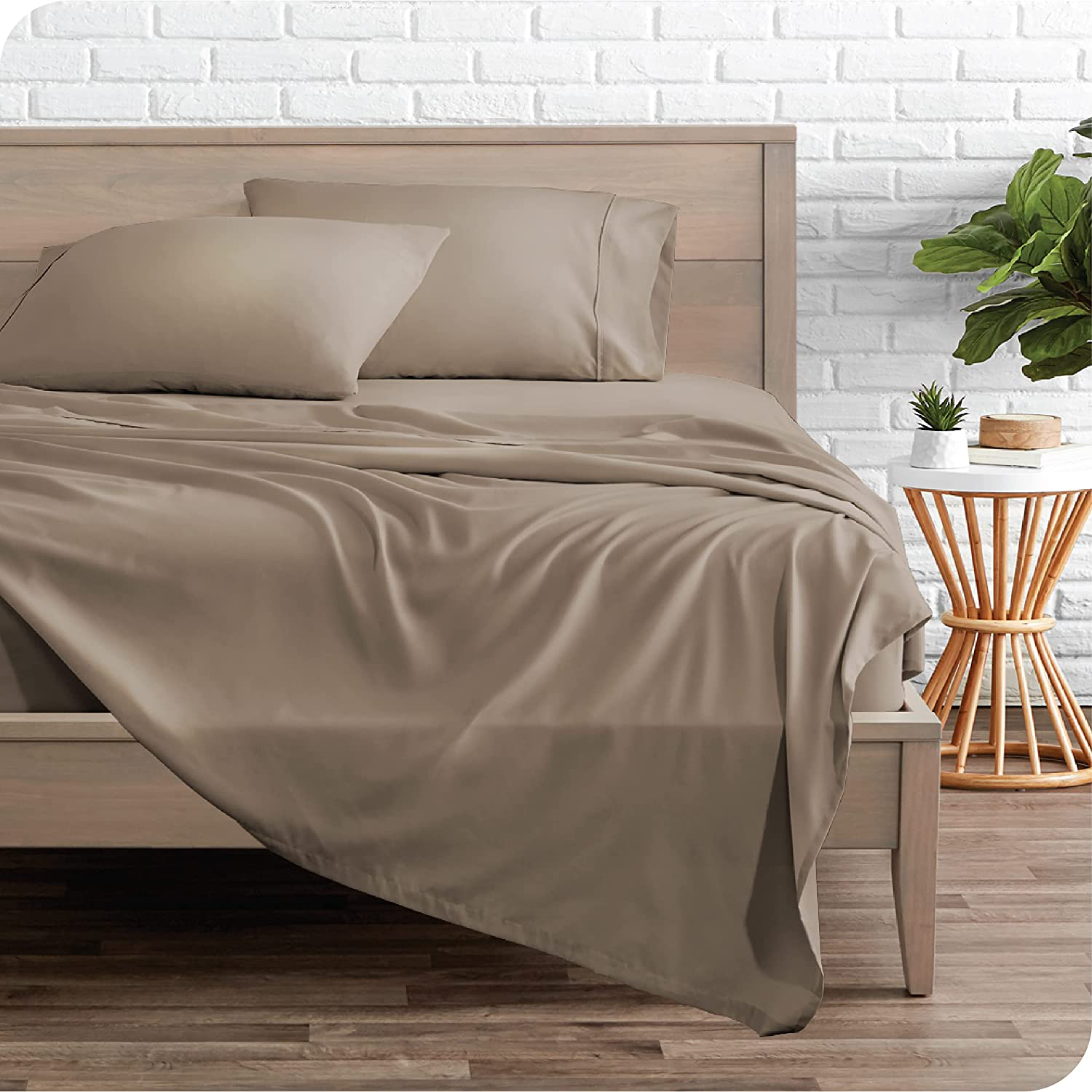 Bare Home Twin XL Sheet Set - College Dorm Size - Premium 1800 Ultra-Soft Microfiber Twin Extra Long Sheets - Double Brushed - Twin XL Sheets Set - Deep Pocket - Bed Sheets (Twin XL, Taupe)