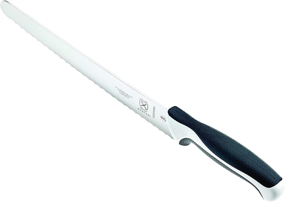 Mercer Culinary Millennia Bread Knife, 10-Inch Wide Wavy Edge, White