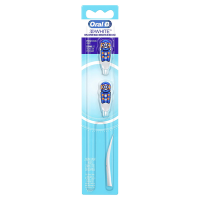 Oral-B 3D White Battery Power Toothbrush Replacement Heads, 2 Count, Multi