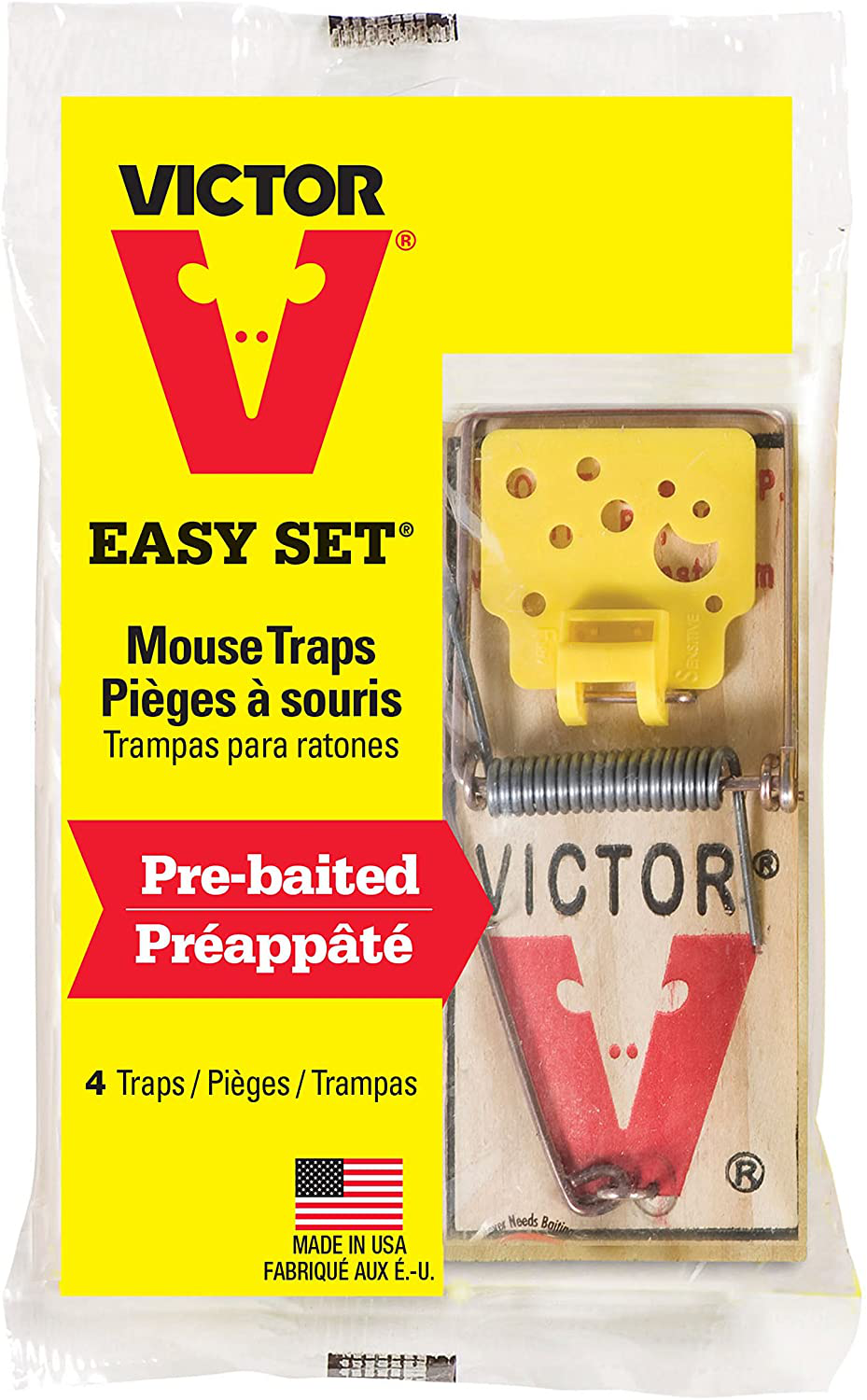 Victor Easy Set Mouse Trap - 18 Pack (72 Total Traps)