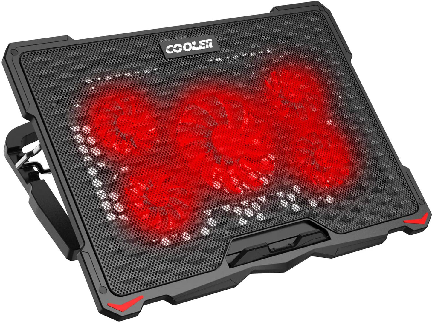 Laptop Cooling Pad 5 Fans Up to 17.3 Inch Heavy Notebook Cooler, Blue LED Lights, 2 USB Ports