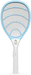 Rechargeable Electric Powerful Bug Zapper Fly Swatter Racket, Handheld Wasp Mosquitoes Flies Insects Killer Racquet for Indoor and Outdoor Pest Control Bat, eco Friendly Safe 4000 Volt, Blue/Gray