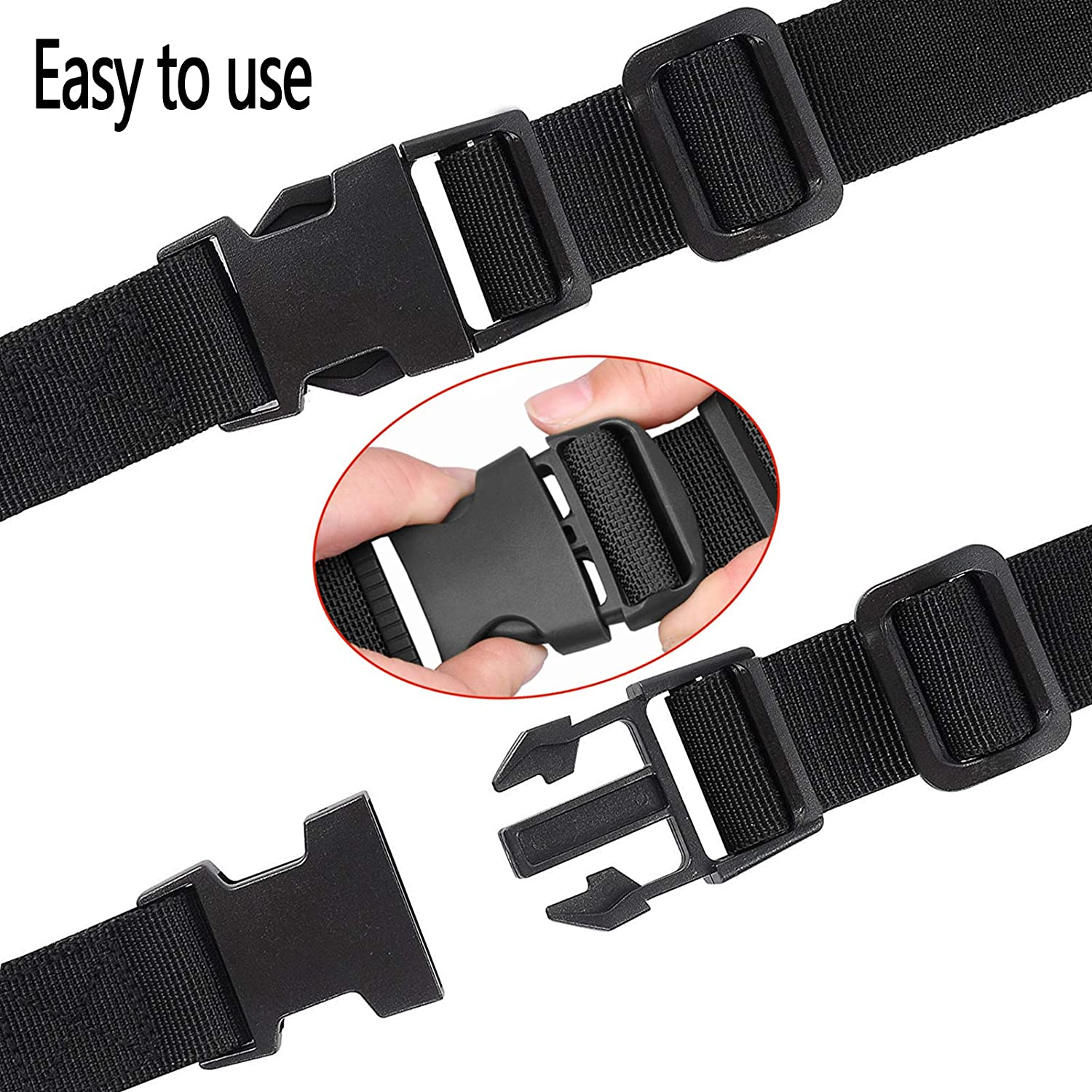 Premium Utility Straps with Quick Release Buckle Adjustable Short Nylon Lashing Straps for Backpack Tactical Lashings Camping Gear Sleeping Bag Mattress and More(Black 4Pcs/6.5Ft)