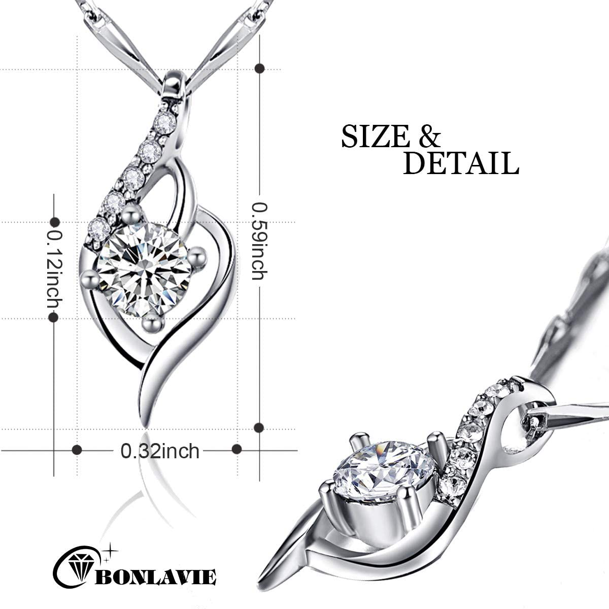 White Clear Austrian Crystal Pendant W/925 Sterlling Silver Hypoallergenic Chain Necklace