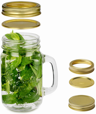 16 OZ Mason Jars Glass Regular Mouth Canning Jars with Airtight Lids & regular Lids,Glass Canning Jars Ideal for Jellies,Yogurt, Drinking, Jam, Salad,Jam,Shower Favors 1pcs