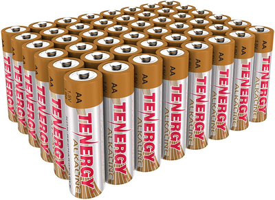 Tenergy 1.5V AA Alkaline Battery, High Performance AA Non-Rechargeable Batteries for Clocks, Remotes, Toys & Electronic Devices, Replacement AA Cell Batteries