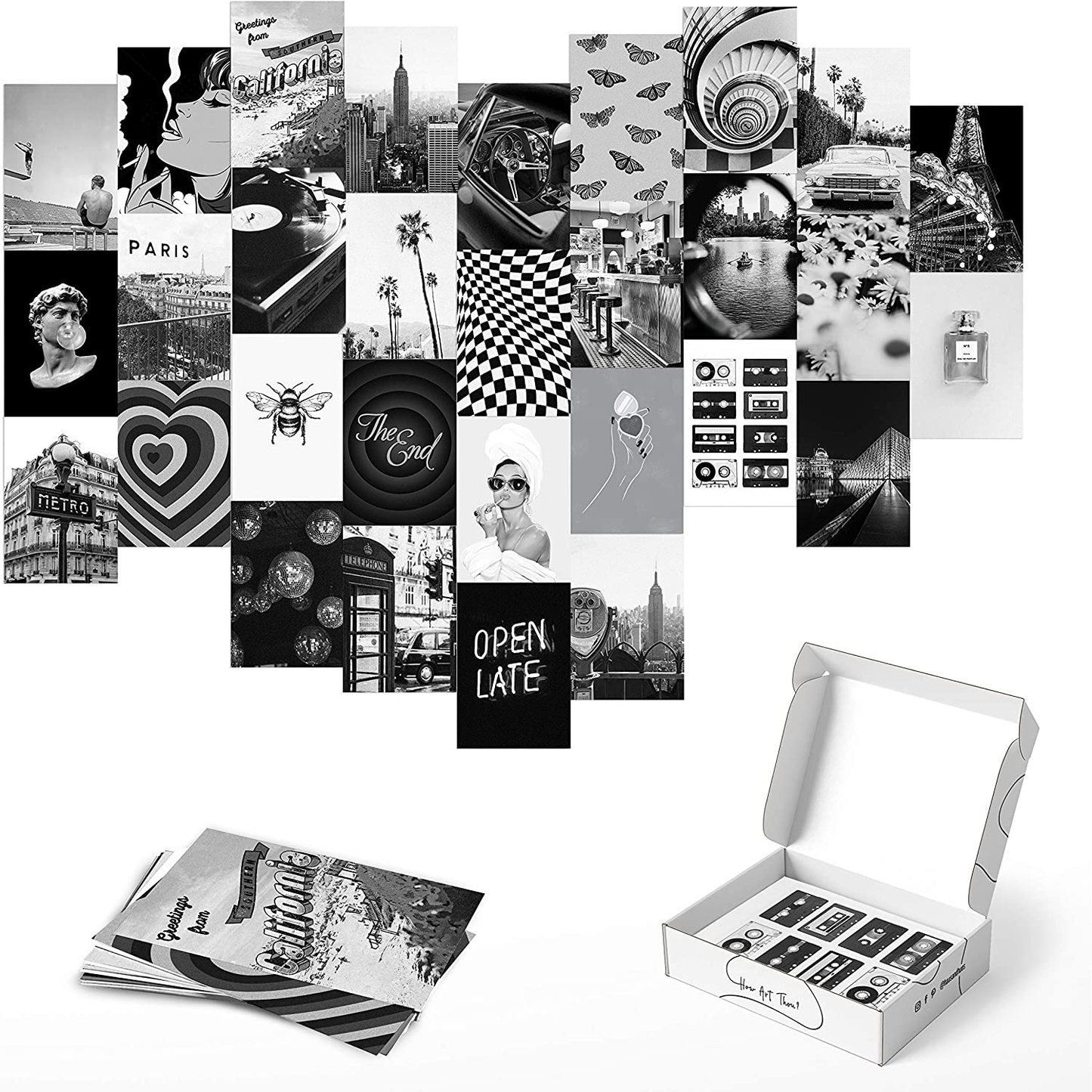 Haus and Hues Black and White Wall Decor Photo Collage Kit - Aesthetic Wall Collage Kits | Photo Collage Kit For Wall Aesthetic Teen Room Decor | Aesthetic Pictures | 4" x 6" (B/W Set of 50)