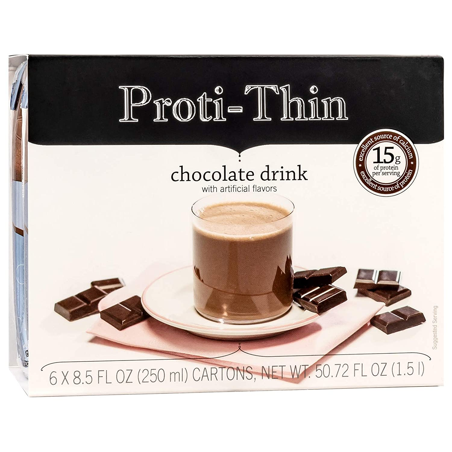 Proti-Thin Creamy Vanilla High Protein Ready to Drink, 15G Protein, Low Calorie, Low Fat, Low Sugar, KETO Diet Friendly, Ideal Protein Compatible Shake, No Gluten Ingredients, 6 Single Servings