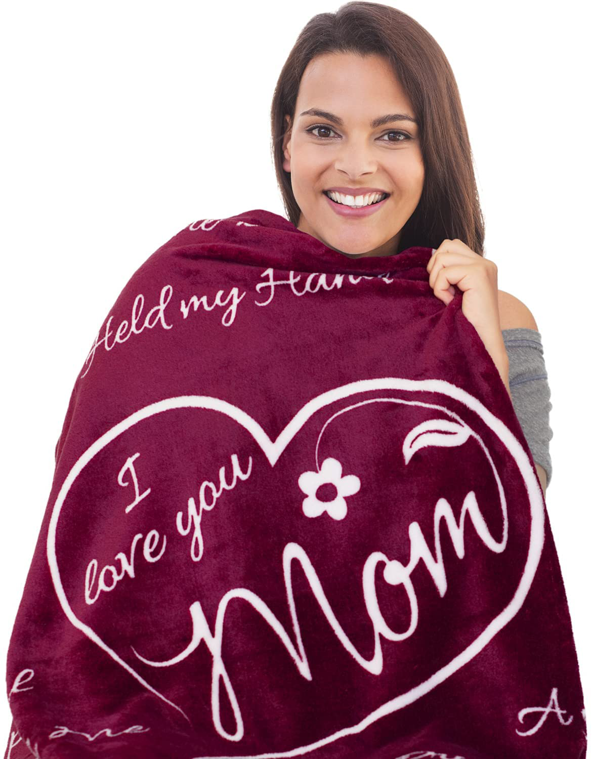 I Love You Mom Gift Blanket - Gifts for Mom - Birthday Gifts for Women - Unique Mom Gifts from Daughter or Son for Her Birthday, Mothers Day, or Christmas - Super Soft Throw 50" X 65" (Purple)