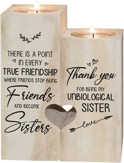 Best Friends Birthday Gifts for Women to My Wife Candle Holder- Thank You for Being My Unbiological Sister Women Female Girl Friends Personalized Custom Friendship Birthday Gift