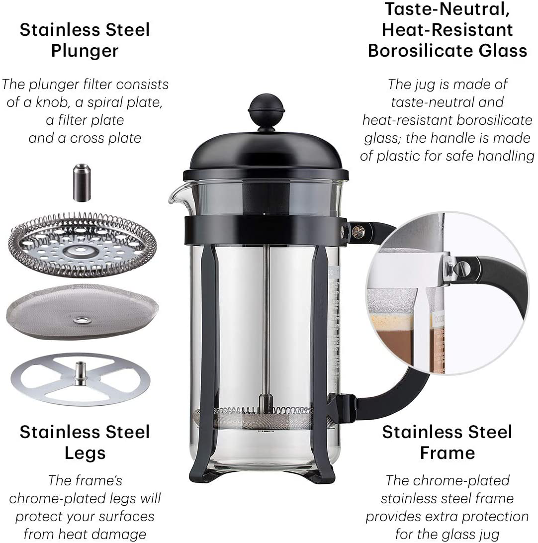 Bodum Chambord French Press Coffee and Tea Maker, 12 Ounce, Chrome