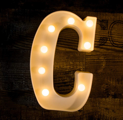 Foaky LED Letter Lights Sign Light Up Letters Sign for Night Light Wedding/Birthday Party Battery Powered Christmas Lamp Home Bar Decoration(C)