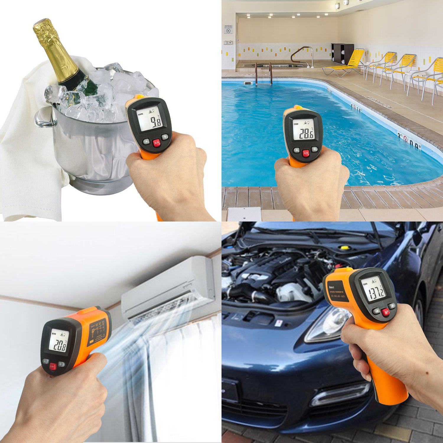 Helect (NOT for Human) Infrared Thermometer, Non-Contact Digital Laser Temperature Gun -58°F to 1022°F (-50°C to 550°C) with LCD Display