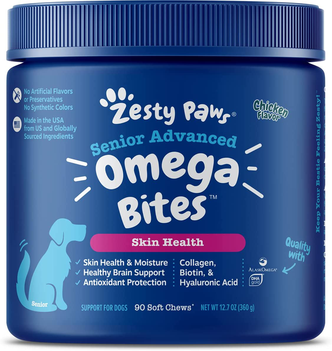 Omega 3 Alaskan Fish Oil Chew Treats for Dogs-with AlaskOmega for EPA & DHA Fatty Acids - Itch Free Skin - Hip & Joint Support + Heart & Brain Health