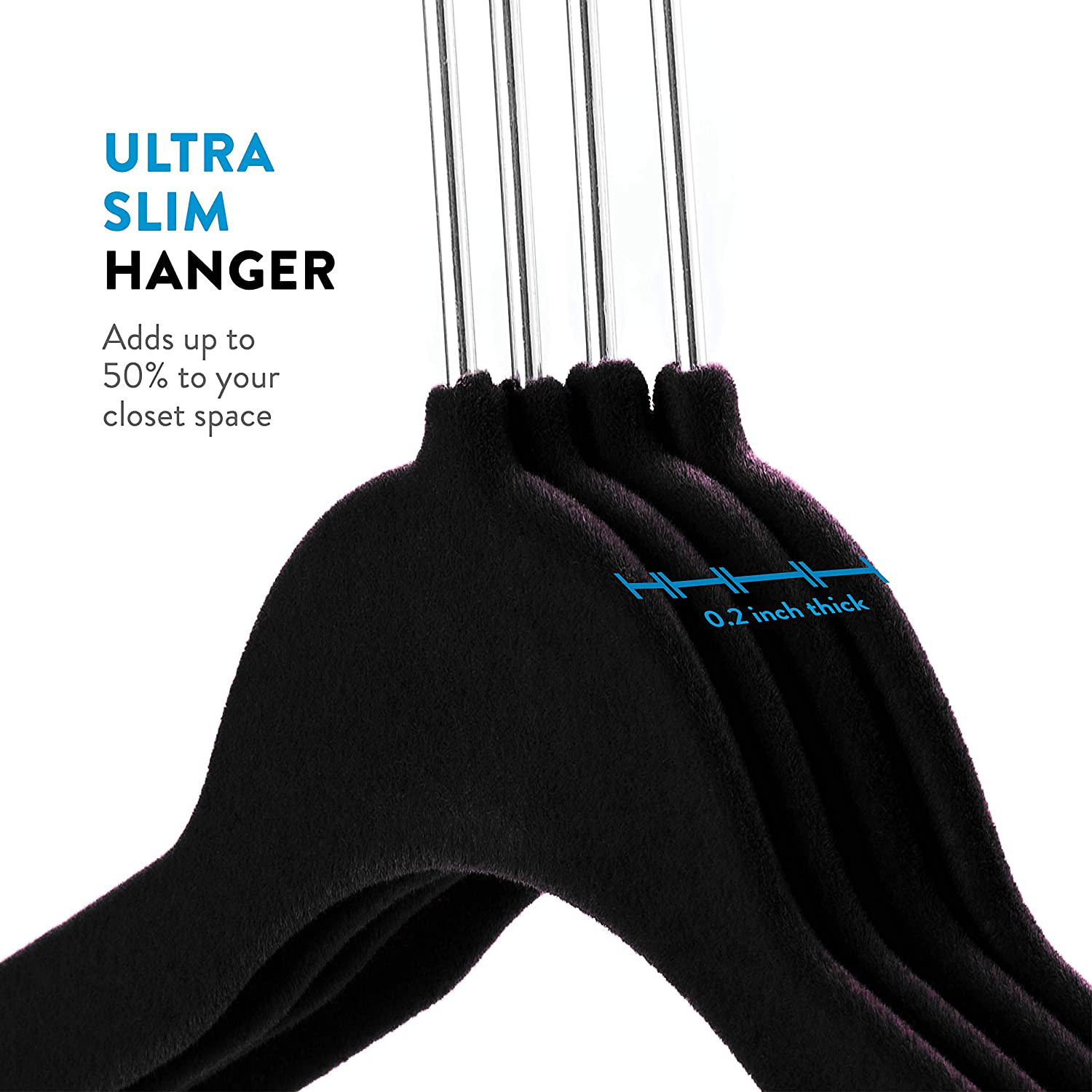 Zober Non-Slip Velvet Hangers - Suit Hangers (50-pack) Ultra Thin Space Saving 360 Degree Swivel Hook Strong and Durable Clothes Hangers Hold Up-To 10 Lbs, for Coats, Jackets, Pants, & Dress Clothes