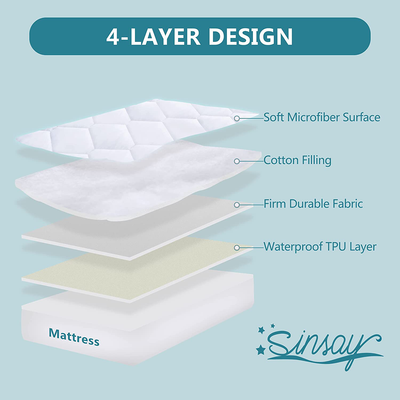 SINSAY Cal King Size Quilted Fitted Mattress Pad, Breathable Waterproof Mattress Protector, Soft Noiseless Mattress Cover, Stretches Up to 21 Inches Deep Pocket Bed Protector Cover (White)
