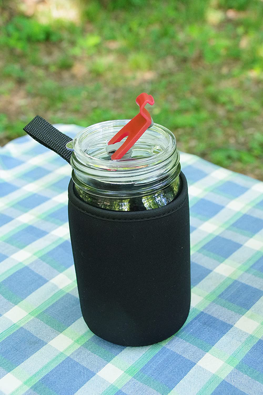 Masun Mason jar Sleeve Wide, and regular mouth quart jars (Black 4 pack)