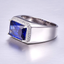 Men'S Halo Engagement Rings 7.0Ct Radiant Cut Created Blue Sapphire Solid 925 Sterling Silver Eternity Wedding Band Size 5-14