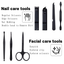 Manicure Kit Nail Clippers Set Stainless Steel Professional Pedicure Black 7 in 1 Grooming Kit Nail Scissors Cutter Ear Pick Tweezers Scissors Eyebrow Nail File for Man&Women Gift (Red_7In1)