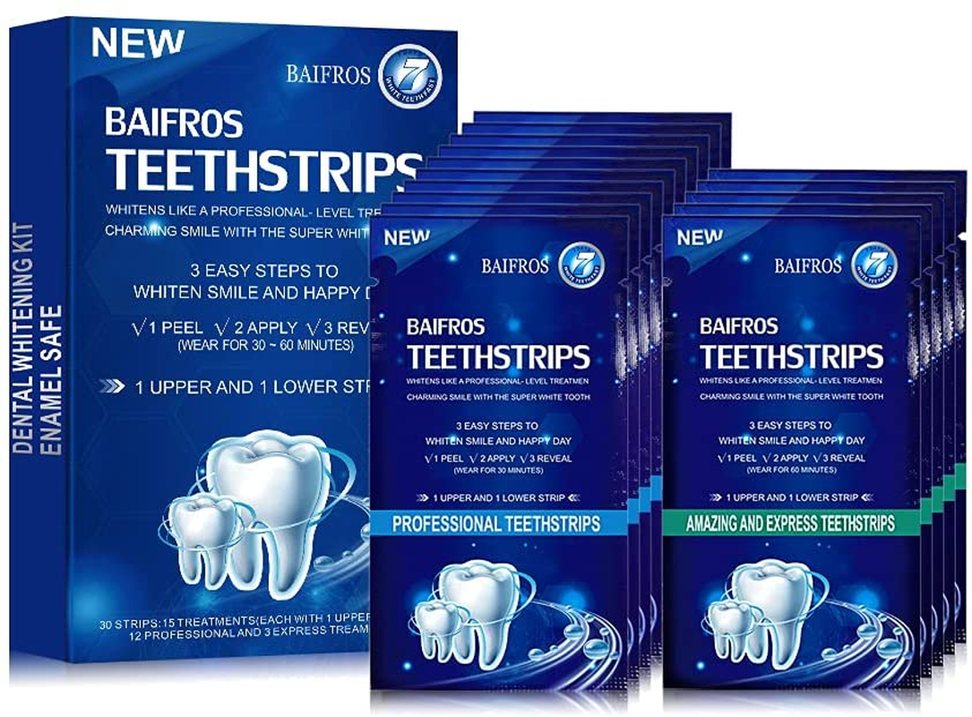 Teethstrips for Whitening, 30 Pcs Teeth Whitening Kit for Sensitive Teeth Helps Remove Smoking Coffee Soda Wine Stain