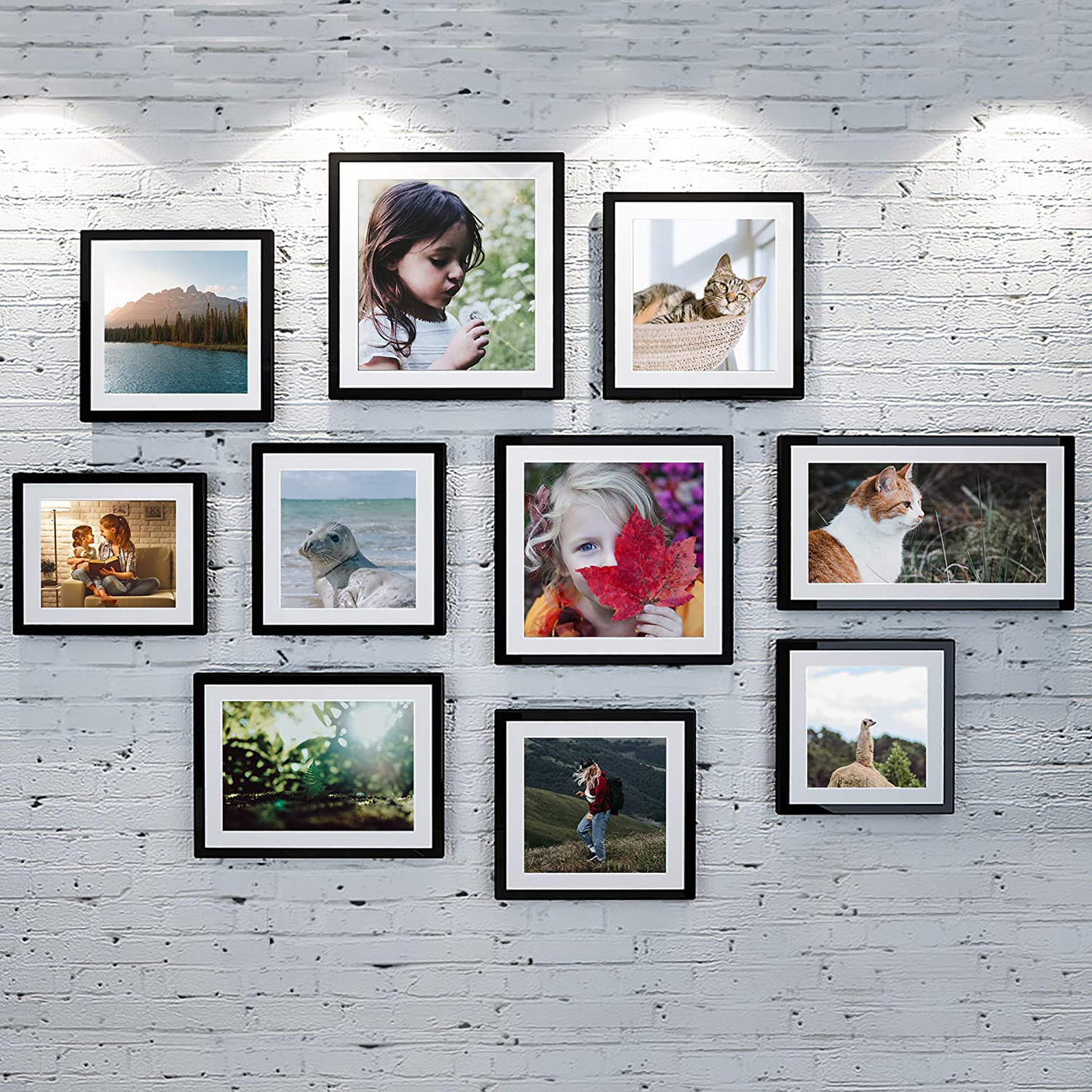 upsimples 8.5x11 Picture Frame Set of 10,Display Pictures 6x8 with Mat or 8.5x11 Without MatMulti Photo Frames Collage for Wall or Tabletop Display,White