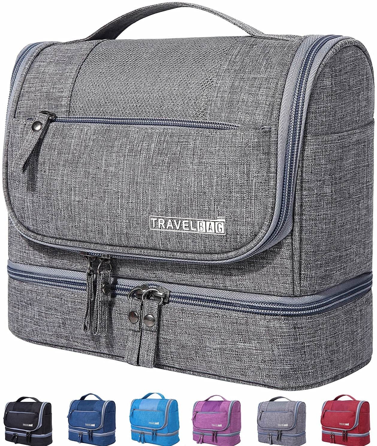 Large Hanging Travel Toiletry Bag Large Capacity Cosmetic Bag for Men and Women Waterproof Makeup Pouch Organizer with Hook Zipper Dopp Kit for Toiletries, Accessories