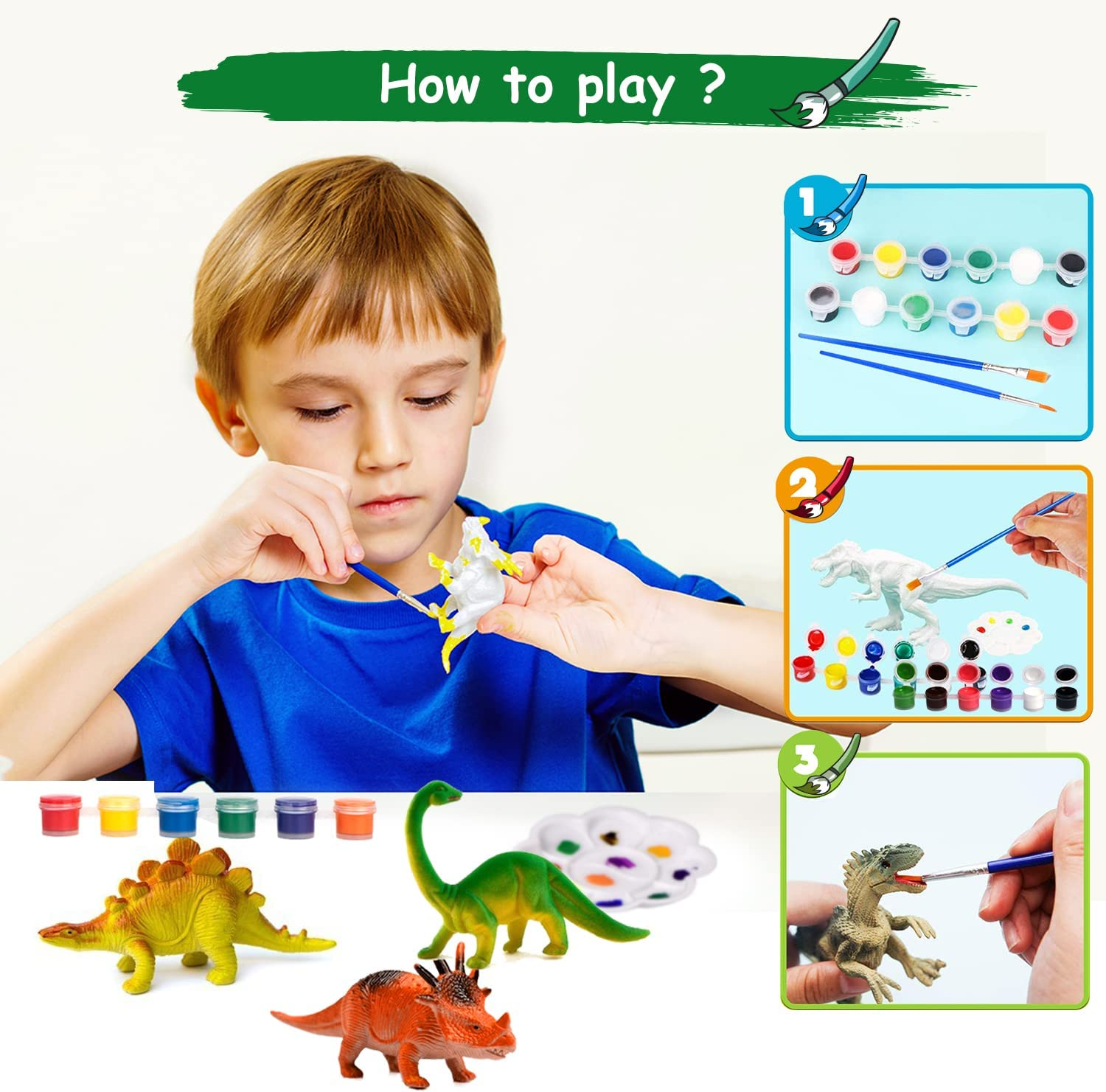 Kids Crafts and Art Sets Drawing Kit - Painting Dinosaur Toys for 3 4 5 6 7 8 Years Old Boys and Girls, as Children S Day Party Gifts for Kids to Build Their Own Dinosaur World