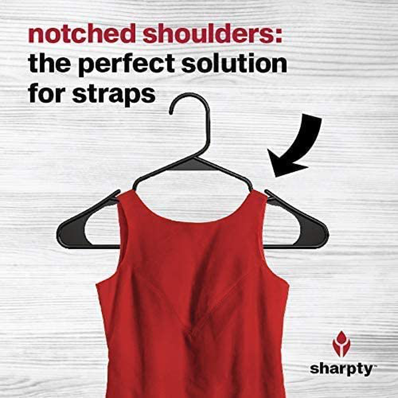 Sharpty Plastic Clothing Notched Hangers Ideal for Everyday Standard Use, (White, 50 Pack)