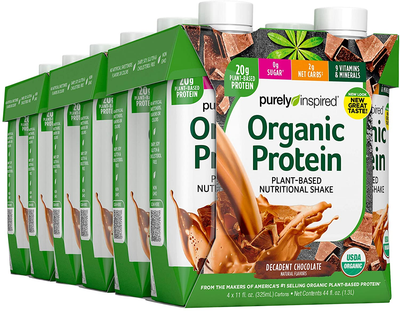Protein Shakes Ready to Drink | Purely Inspired Organic Protein Shake | 20G of Plant Based Protein | Organic Protein Drink | Sports Nutrition RTD | Decadent Chocolate, 11 Fl. Oz (Pack of 12)