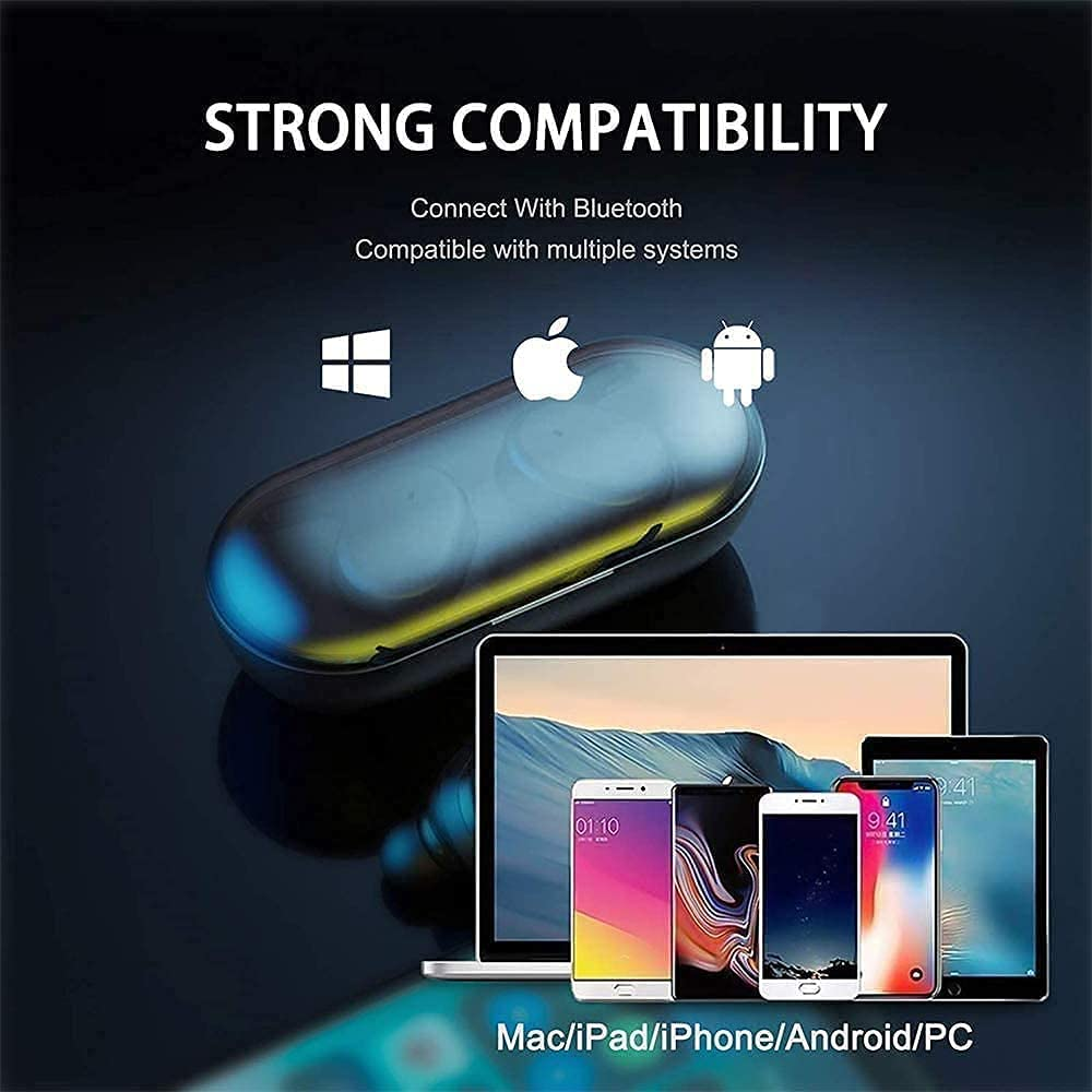 Waterproof Bluetooth 5.0 True Wireless Earbuds, Touch Control,30H Cyclic Playtime TWS Headphones with Charging Case and Mic, In-Ear Stereo