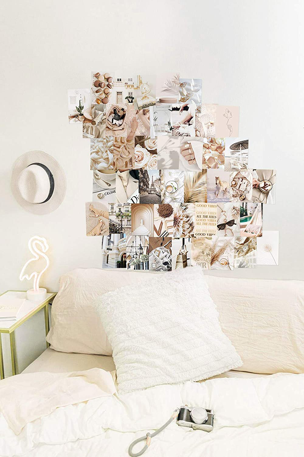 Neutral Wall Collage Kit Aesthetic Pictures, Aesthetic Room Decor, Bedroom Decor for Teen Girls, Wall Collage Kit, VSCO Room Decor, Photo Wall, Aesthetic Posters, Collage Kit (50 Set 4x6 inch)