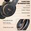 6S Wireless Bluetooth Headphones over Ear, Hi-Fi Stereo Foldable Wireless Stereo Headsets Earbuds with Built-In Mic, Volume Control, FM for Phone/Pc (Black & Gold)