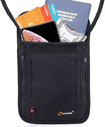 Neck Wallet Travel Neck Pouch with RFID Blocking – Family Passport Holder for Women & Men