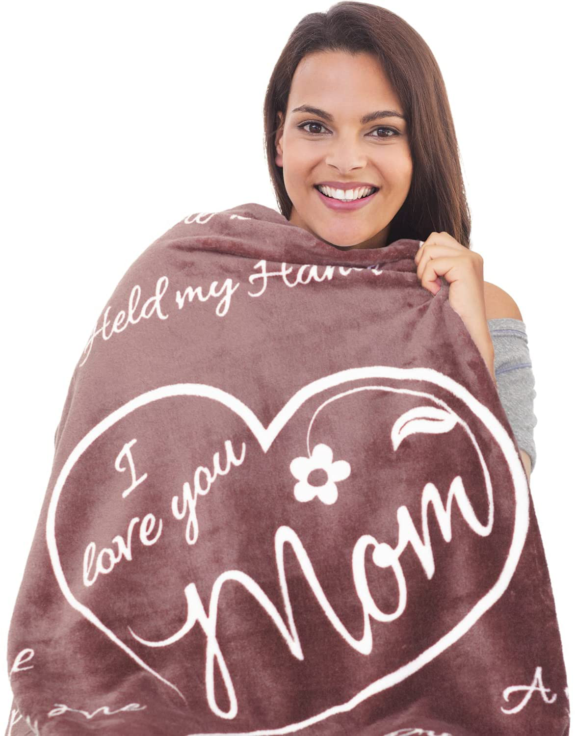 I Love You Mom Gift Blanket - Gifts for Mom - Birthday Gifts for Women - Unique Mom Gifts from Daughter or Son for Her Birthday, Mothers Day, or Christmas - Super Soft Throw 50" X 65" (Purple)