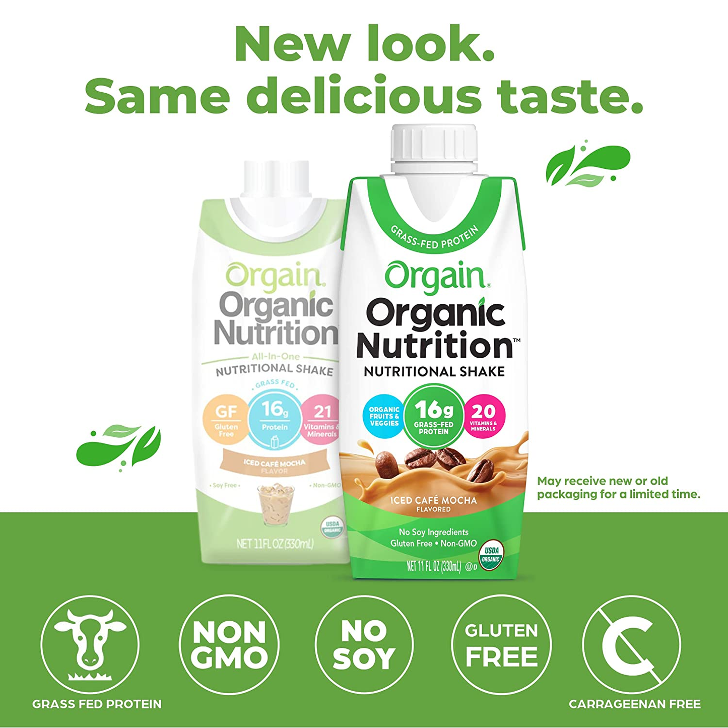 Orgain Organic Nutritional Shake, Iced Cafe Mocha - 16G Protein, 20 Vitamins & Minerals, Gluten Free, Soy Free, Kosher, Non-Gmo, 11 Fl Oz (Pack of 12) - Packaging May Vary