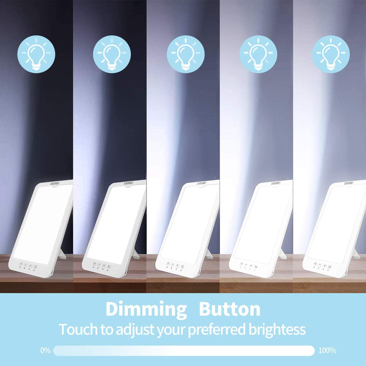 Light Therapy Lamp With Timer- Uv-Free 10000 Lux, Touch Control，5 Adjustable Brightness Levels and 3 Kind Color Temperature, Easy to Use and Carry, Memory Function LED Light