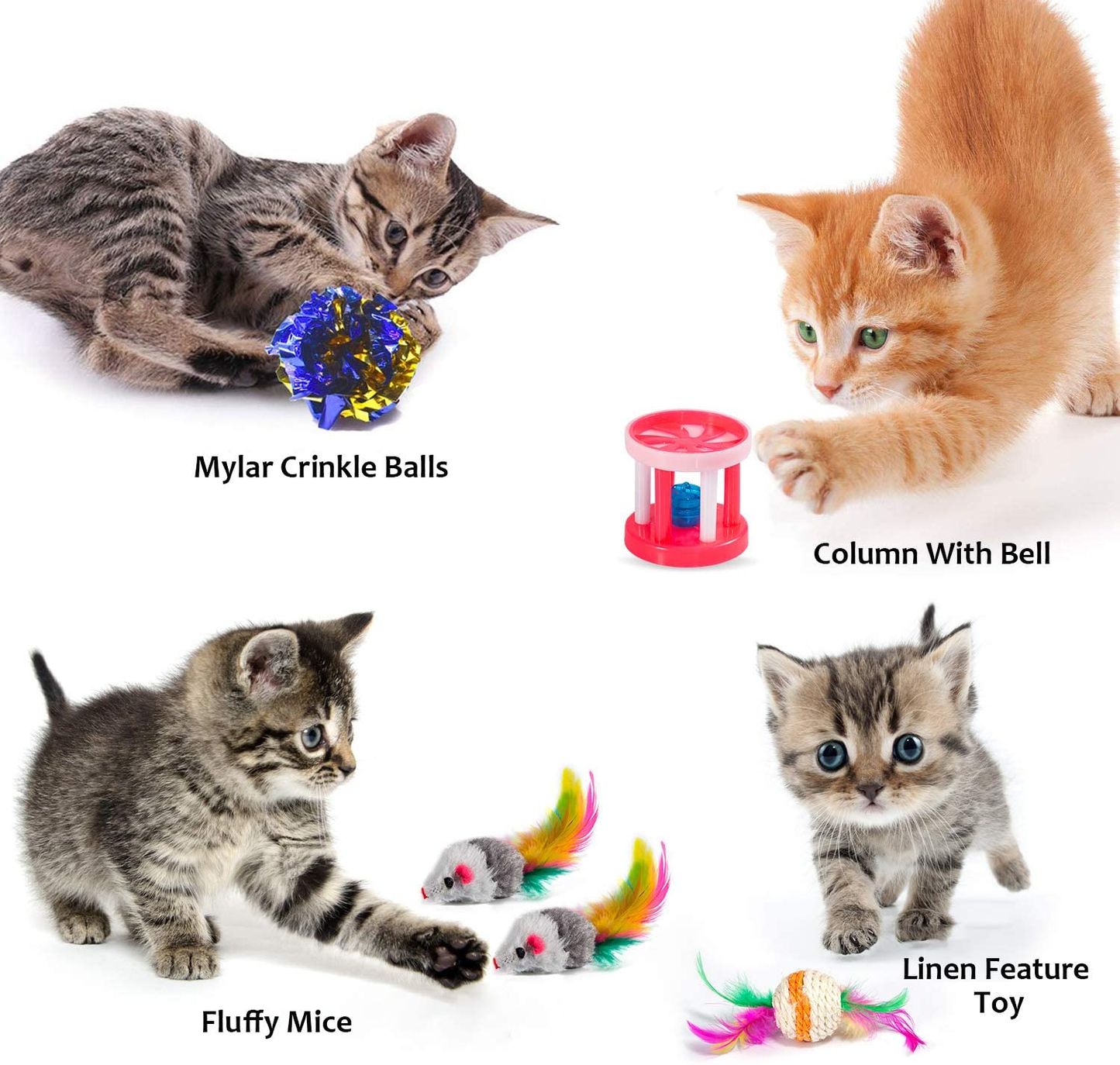 31 PCS Cat Toys Kitten Toys Assortments,Variety Catnip Toy Set Including 2 Way Tunnel,Cat Feather Teaser,Catnip Fish,Mice,Colorful Balls and Bells for Cat,Puppy,Kitty