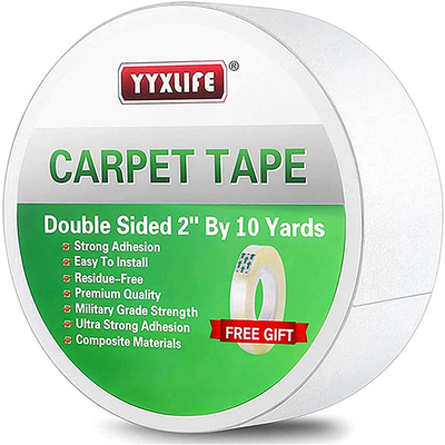 YYXLIFE Double Sided Carpet Tape for Area Rugs Carpet Adhesive Rug Gripper Removable Multi-Purpose Rug Tape Cloth for Hardwood Floors,Outdoor Rugs,Carpets Heavy Duty Sticky Tape,2Inch x 10 Yards,White