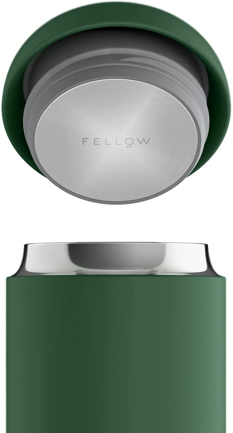 Fellow Carter Everywhere Travel Mug - Wide Mouth Vacuum-Insulated Stainless Steel Coffee and Tea Tumbler with Ceramic Interior, Cargo Green, 16 Oz Cup