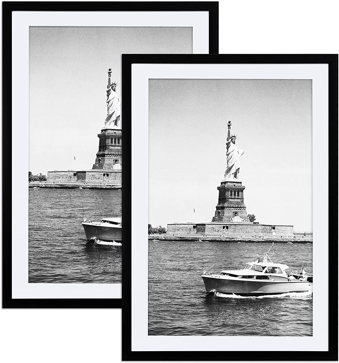ENJOYBASICS 13x19 Picture Frame Black Poster Frame,Display Pictures 11x17 with Mat or 13x19 Without Mat,Wall Gallery Photo Frames,2 Pack
